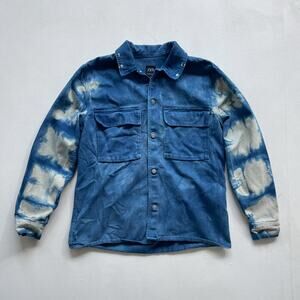 ZARA Blue Indio Tie Dyed Denim Shirt Jacket / Sz L / Minimal Shacket Boho Hippie
